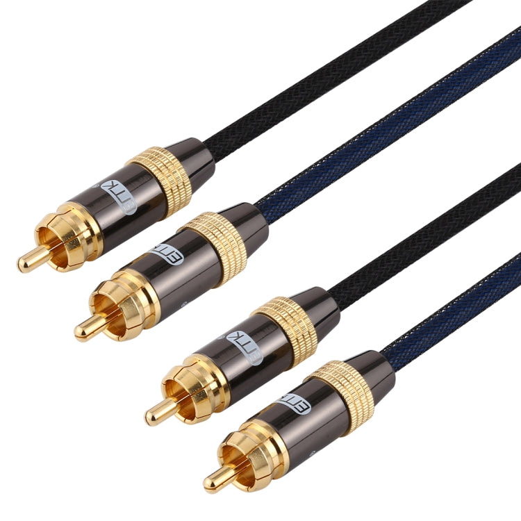 EMK 2 x RCA Male to 2 x RCA Male Gold Plated Connector Nylon Braid Coaxial Audio Cable for TV / Amplifier / Home Theater / DVD, Cable Length:5m(Black) - Audio Optical Cables by EMK | Online Shopping South Africa | PMC Jewellery | Buy Now Pay Later Mobicred