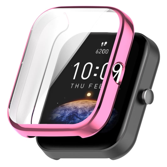 For Amazfit Bip 3 / Bip 3 Pro Universal Full Coverage TPU Electroplating Watch Protective Case(Pink) - Watch Cases by PMC Jewellery | Online Shopping South Africa | PMC Jewellery