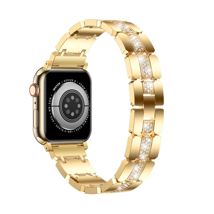 Diamond Metal Watch Band For Apple Watch SE 44mm(Gold) - Watch Bands by PMC Jewellery | Online Shopping South Africa | PMC Jewellery