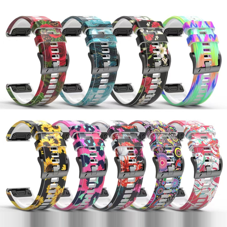 For Garmin Forerunner 965 / 955 / 945 / 935 Printing Quick Release Silicone Watch Band(Peacock) - Watch Bands by PMC TechLife | Online Shopping South Africa | PMC TechLife