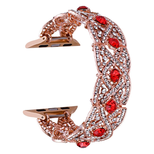 Diamonds Twist Metal Watch Band For Apple Watch Ultra 49mm(Rose Gold Red) - Watch Bands by PMC Jewellery | Online Shopping South Africa | PMC Jewellery