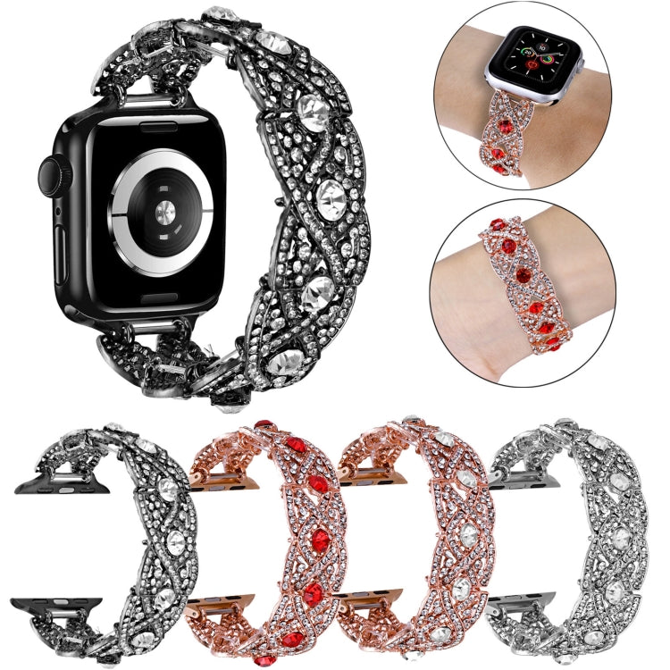 Diamonds Twist Metal Watch Band For Apple Watch 3 42mm(Black) - Watch Bands by PMC TechLife | Online Shopping South Africa | PMC TechLife