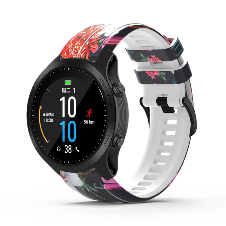 For Garmin  Tactix 7 Pro / Fenix 7X / 6X Pro Printing Quick Release Silicone Watch Band(Flower) - Watch Bands by PMC TechLife | Online Shopping South Africa | PMC TechLife