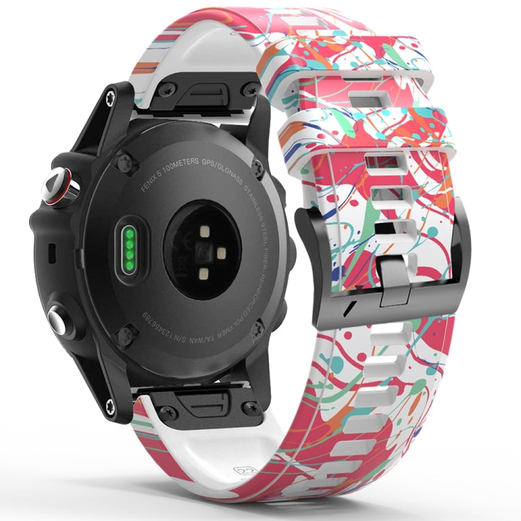 For Garmin  Tactix 7 Pro / Fenix 7X / 6X Pro Printing Quick Release Silicone Watch Band(Graffiti) - Watch Bands by PMC TechLife | Online Shopping South Africa | PMC TechLife