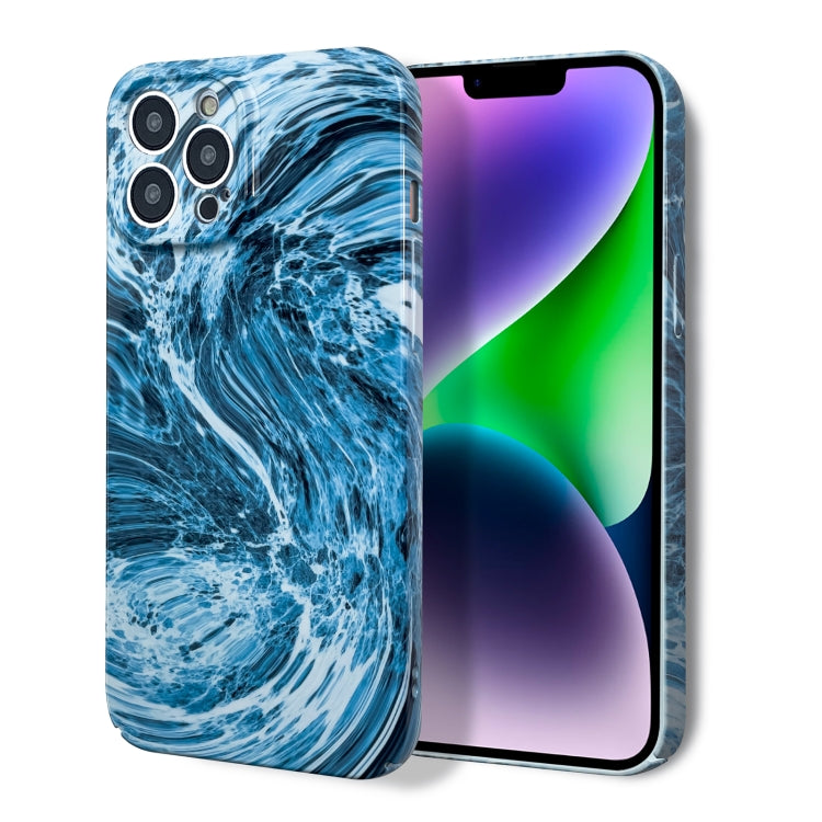 For iPhone 14 Pro Max Marble Pattern Phone Case(Navy Blue White) - iPhone 14 Pro Max Cases by PMC TechLife | Online Shopping South Africa | PMC TechLife