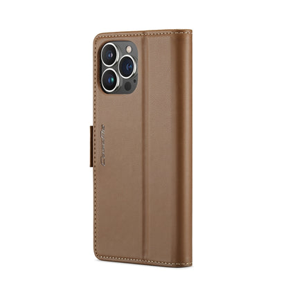 For iPhone 14 Pro CaseMe 023 Butterfly Buckle Litchi Texture RFID Anti-theft Leather Phone Case(Brown) - iPhone 14 Pro Cases by CaseMe | Online Shopping South Africa | PMC Jewellery