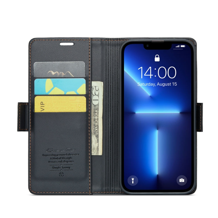 For iPhone 13 Pro CaseMe 023 Butterfly Buckle Litchi Texture RFID Anti-theft Leather Phone Case(Black) - iPhone 13 Pro Cases by CaseMe | Online Shopping South Africa | PMC Jewellery