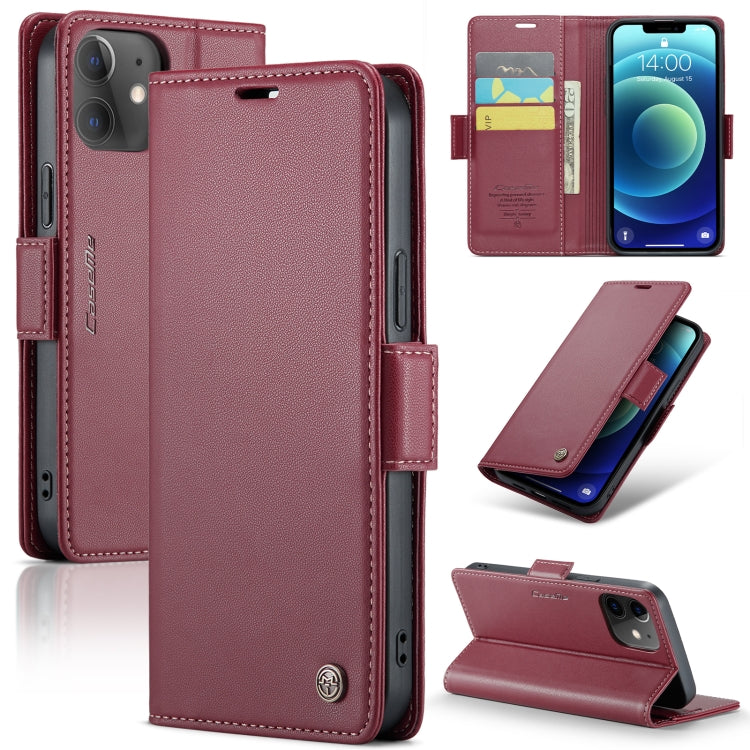 For iPhone 12 / 12 Pro CaseMe 023 Butterfly Buckle Litchi Texture RFID Anti-theft Leather Phone Case(Wine Red) - iPhone 12 / 12 Pro Cases by CaseMe | Online Shopping South Africa | PMC Jewellery