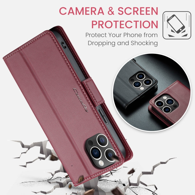 For iPhone 12 Pro Max CaseMe 023 Butterfly Buckle Litchi Texture RFID Anti-theft Leather Phone Case(Wine Red) - iPhone 12 Pro Max Cases by CaseMe | Online Shopping South Africa | PMC Jewellery