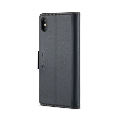 For iPhone XS CaseMe 023 Butterfly Buckle Litchi Texture RFID Anti-theft Leather Phone Case(Black) - More iPhone Cases by CaseMe | Online Shopping South Africa | PMC Jewellery
