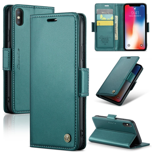 For iPhone XS CaseMe 023 Butterfly Buckle Litchi Texture RFID Anti-theft Leather Phone Case(Pearly Blue) - More iPhone Cases by CaseMe | Online Shopping South Africa | PMC Jewellery