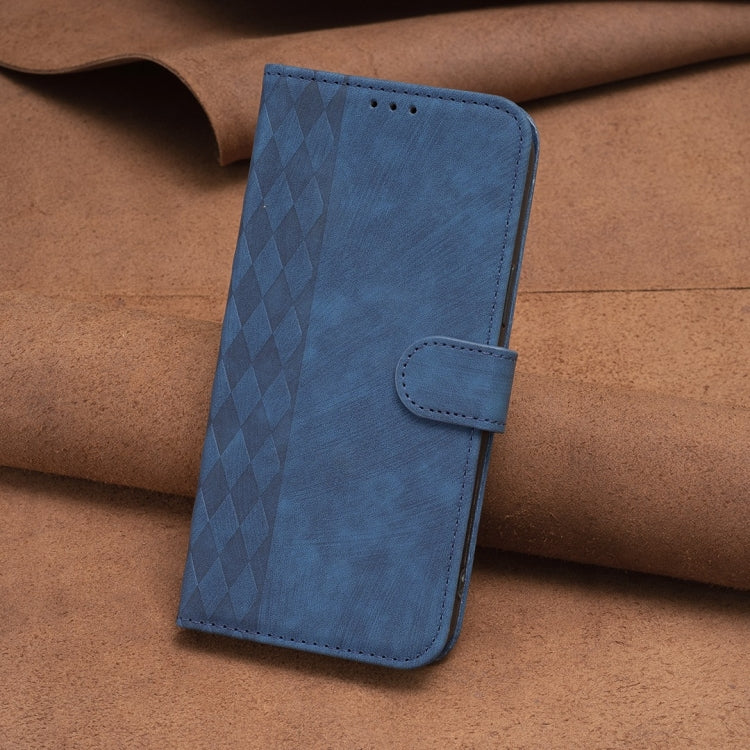 For iPhone 14 Plaid Embossed Leather Phone Case(Blue) - free shipping - PMC TechLife - Order now!