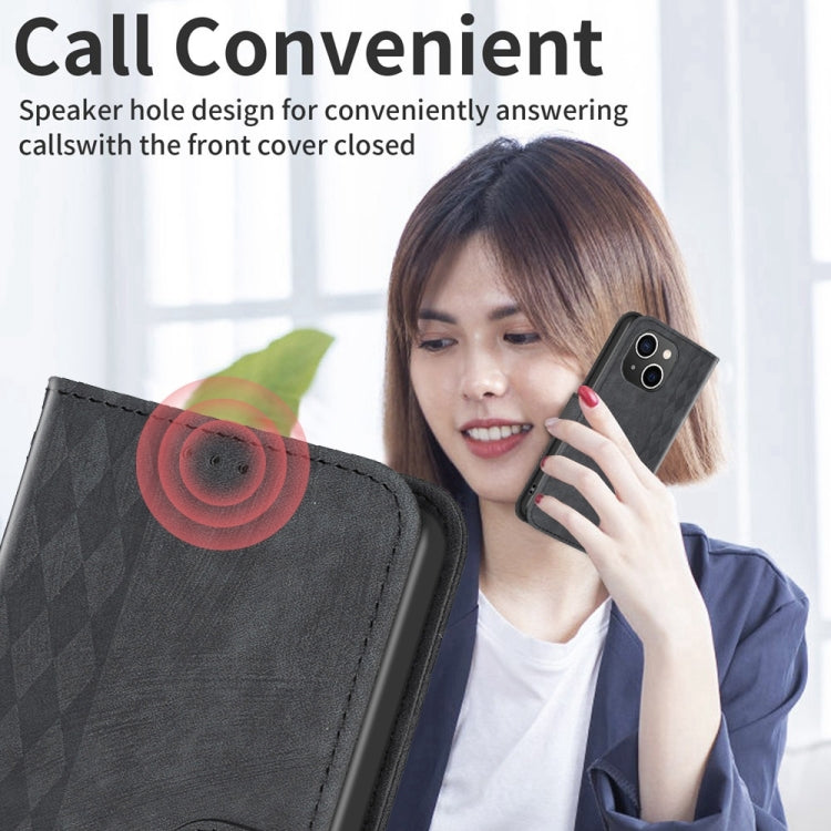For iPhone 14 Plus Plaid Embossed Leather Phone Case(Black) - free shipping - PMC TechLife - Order now!