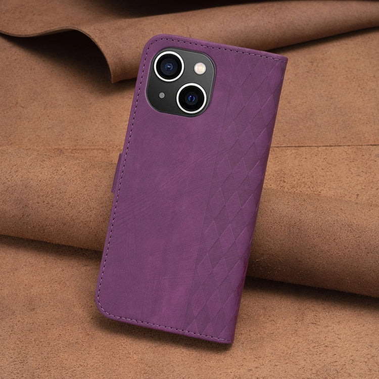 For iPhone 13 Plaid Embossed Leather Phone Case(Purple) - free shipping - PMC TechLife - Order now!