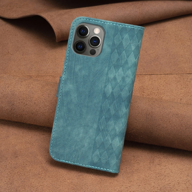 For iPhone 12 Pro Max Plaid Embossed Leather Phone Case(Green) - free shipping - PMC TechLife - Order now!