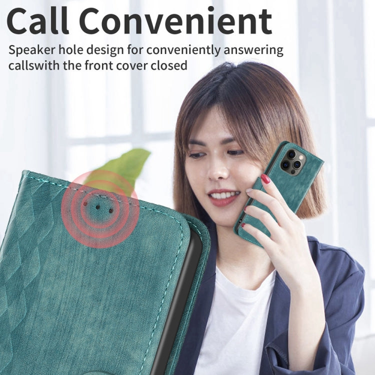 For iPhone 12 Pro Max Plaid Embossed Leather Phone Case(Green) - free shipping - PMC TechLife - Order now!