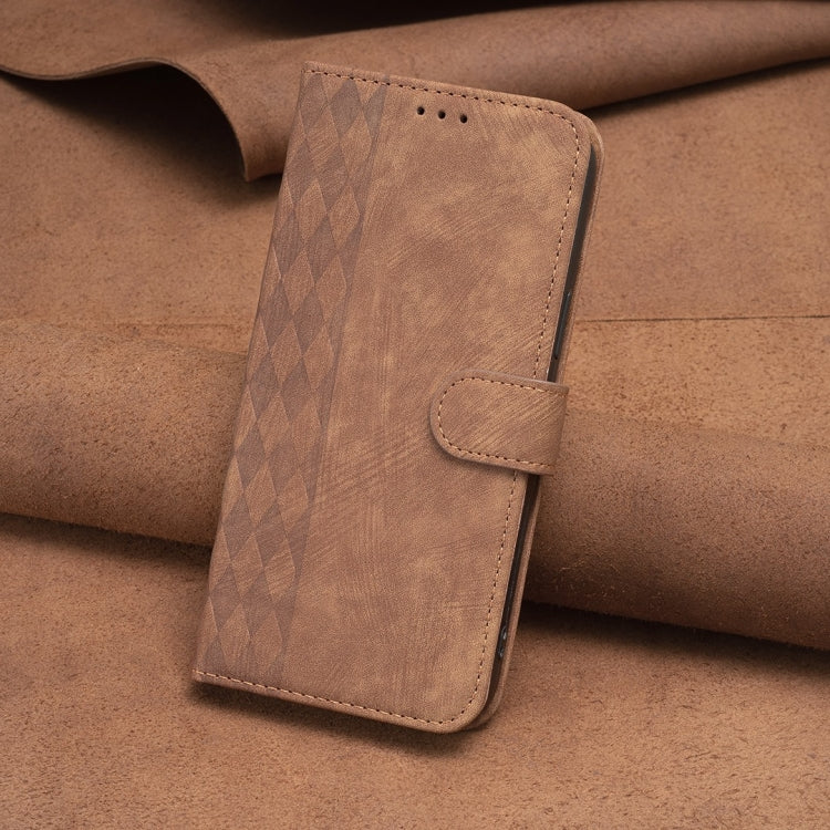 For iPhone 11 Plaid Embossed Leather Phone Case(Brown) - free shipping - PMC TechLife - Order now!