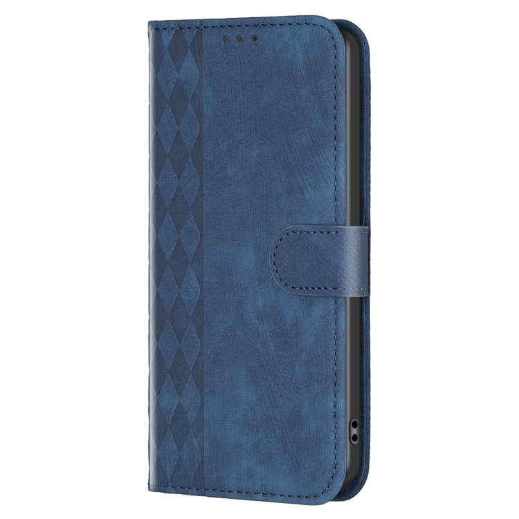 For iPhone 15 Plus Plaid Embossed Leather Phone Case(Blue) - iPhone 15 Plus Cases by PMC Jewellery | Online Shopping South Africa | PMC Jewellery