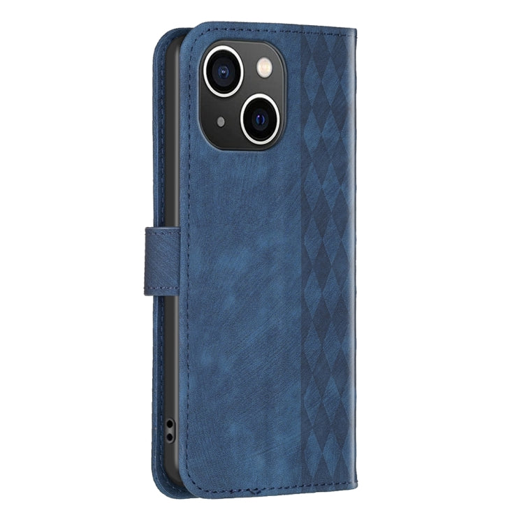 For iPhone 15 Plus Plaid Embossed Leather Phone Case(Blue) - free shipping - PMC TechLife - Order now!