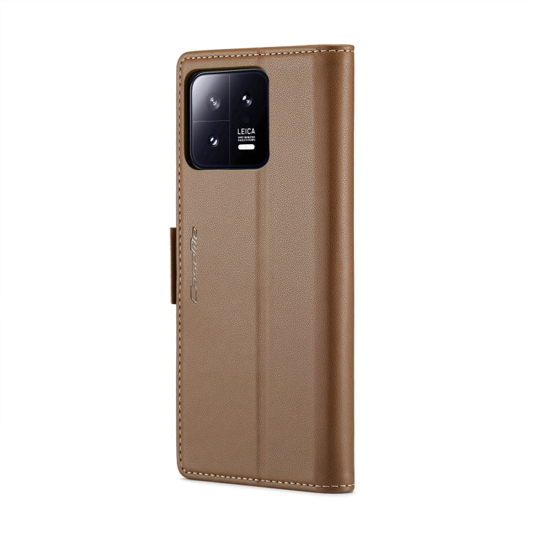 For Xiaomi 13 CaseMe 023 Butterfly Buckle Litchi Texture RFID Anti-theft Leather Phone Case(Brown) - Xiaomi Cases by CaseMe | Online Shopping South Africa | PMC Jewellery | Buy Now Pay Later Mobicred