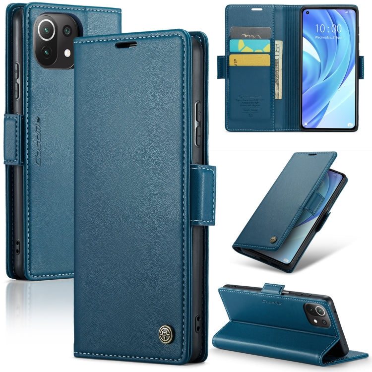 For Xiaomi Mi 11 Lite CaseMe 023 Butterfly Buckle Litchi Texture RFID Anti-theft Leather Phone Case(Blue) - Xiaomi Cases by CaseMe | Online Shopping South Africa | PMC Jewellery | Buy Now Pay Later Mobicred