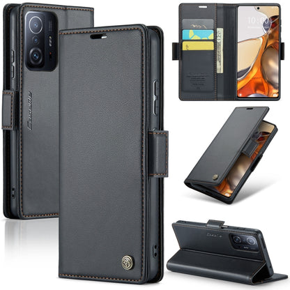 For Xiaomi 11T / 11T Pro CaseMe 023 Butterfly Buckle Litchi Texture RFID Anti-theft Leather Phone Case(Black) - Xiaomi Cases by CaseMe | Online Shopping South Africa | PMC Jewellery | Buy Now Pay Later Mobicred