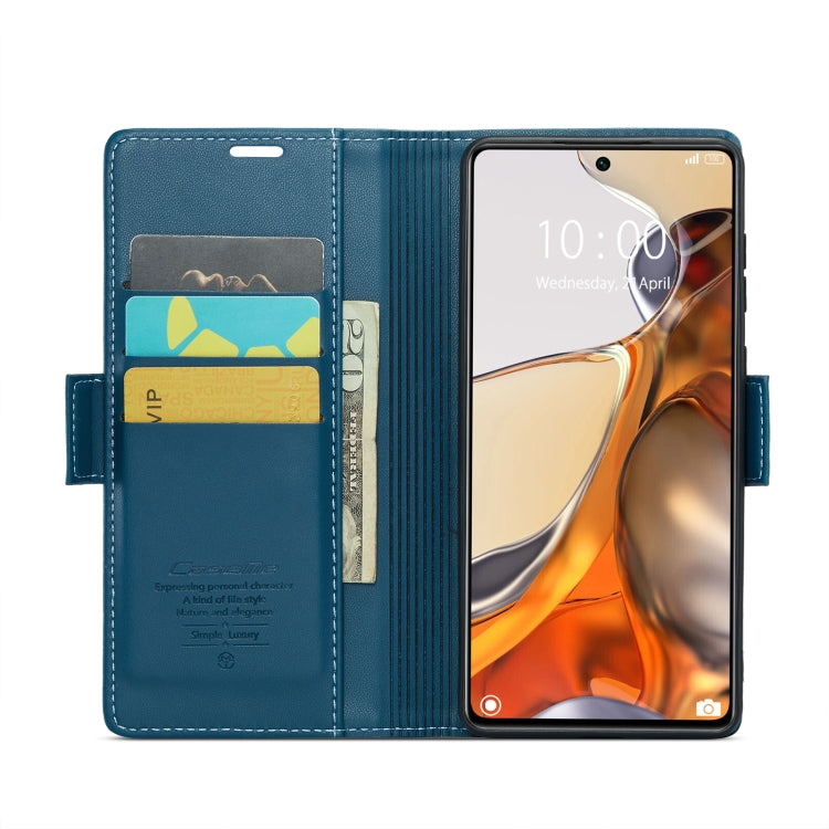 For Xiaomi 11T / 11T Pro CaseMe 023 Butterfly Buckle Litchi Texture RFID Anti-theft Leather Phone Case(Blue) - Xiaomi Cases by CaseMe | Online Shopping South Africa | PMC Jewellery | Buy Now Pay Later Mobicred