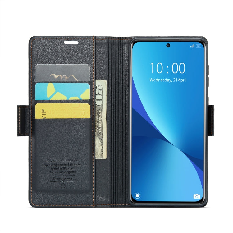 For Xiaomi 12 / 12X / 12S CaseMe 023 Butterfly Buckle Litchi Texture RFID Anti-theft Leather Phone Case(Black) - Xiaomi Cases by CaseMe | Online Shopping South Africa | PMC Jewellery | Buy Now Pay Later Mobicred