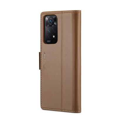 CaseMe 023 Butterfly Buckle Litchi Texture RFID Anti-theft Leather Phone Case For Xiaomi Redmi Note 11 Pro 5G Global/Redmi Note 11 Pro Global(Brown) - Xiaomi Cases by CaseMe | Online Shopping South Africa | PMC Jewellery | Buy Now Pay Later Mobicred