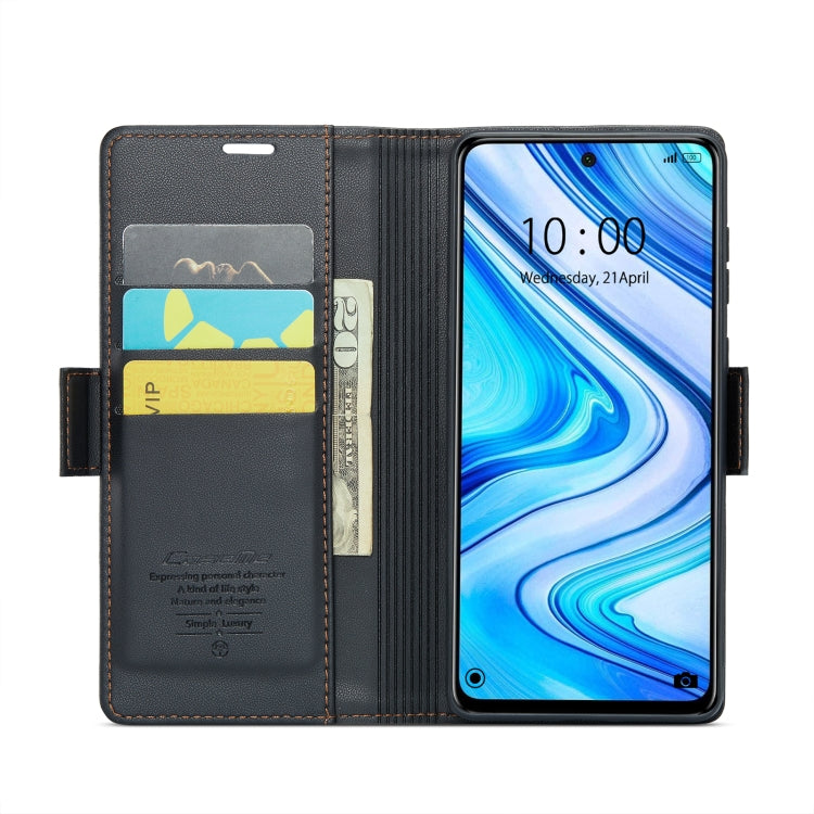 For Xiaomi Redmi Note 9S/Note 9 Pro/Note 9 Pro Max CaseMe 023 Butterfly Buckle Litchi Texture RFID Anti-theft Leather Phone Case(Black) - Xiaomi Cases by CaseMe | Online Shopping South Africa | PMC Jewellery