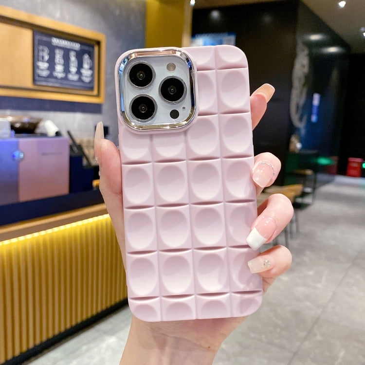 For iPhone 14 Pro Groove Pattern Electroplating TPU Phone Case(Pink) - iPhone 14 Pro Cases by PMC Jewellery | Online Shopping South Africa | PMC Jewellery