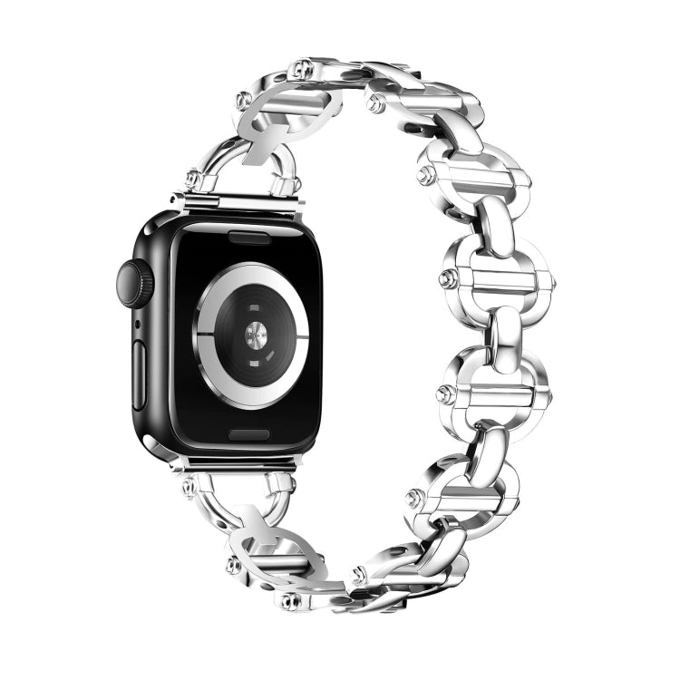 Ladder Buckle Metal Watch Band For Apple Watch 8 41mm(Silver) - Watch Bands by PMC TechLife | Online Shopping South Africa | PMC TechLife