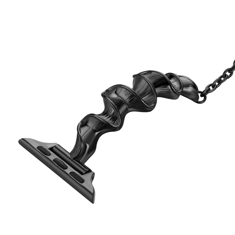 Ribbon Wave Metal Watch Band For Apple Watch 7 41mm(Black) - Watch Bands by PMC TechLife | Online Shopping South Africa | PMC TechLife