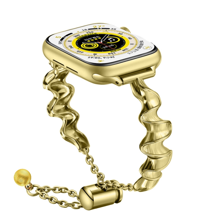 Ribbon Wave Metal Watch Band For Apple Watch 5 40mm(Gold) - Watch Bands by PMC TechLife | Online Shopping South Africa | PMC TechLife