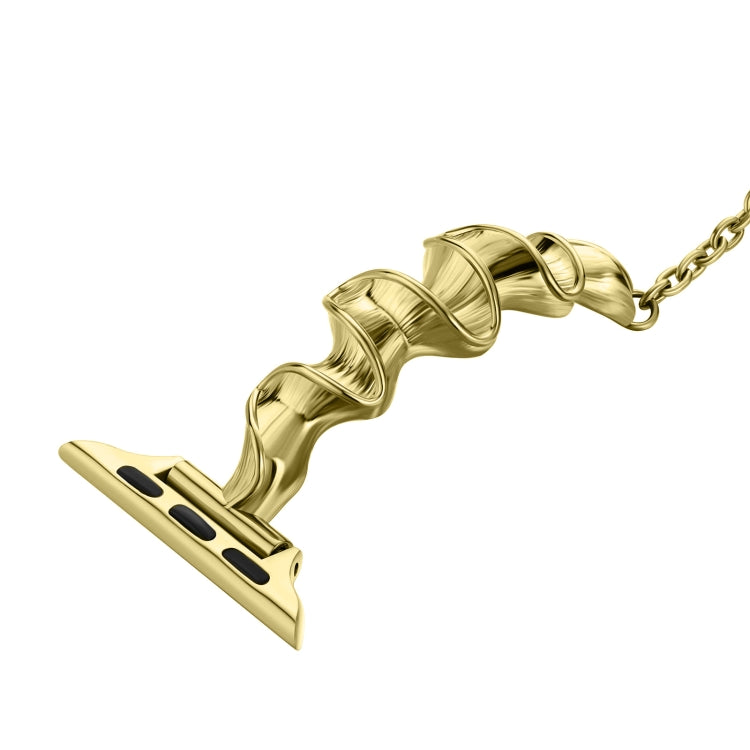 Ribbon Wave Metal Watch Band For Apple Watch 38mm(Gold) - Watch Bands by PMC TechLife | Online Shopping South Africa | PMC TechLife