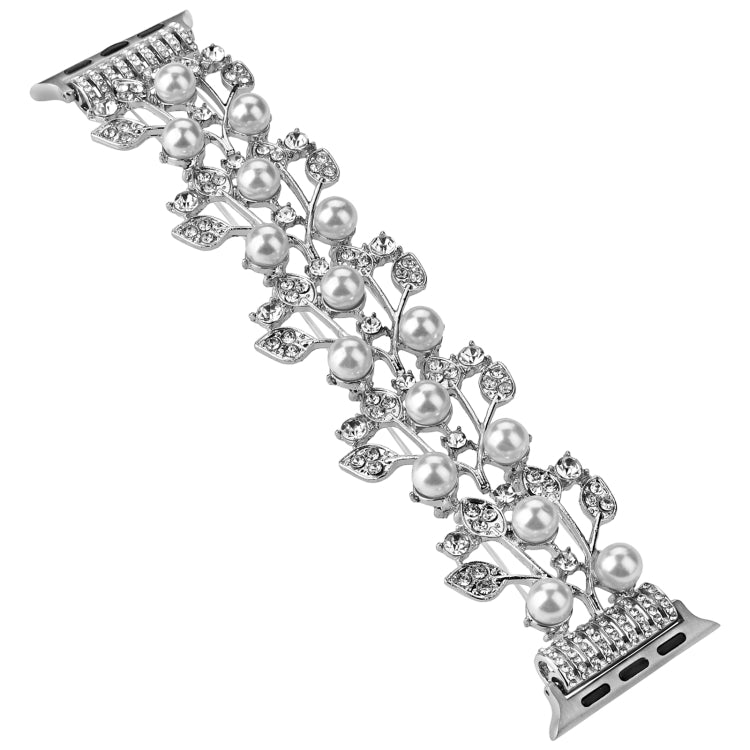 Four-leaf Bead Metal Watch Band For Apple Watch 8 41mm(Silver) - Watch Bands by PMC Jewellery | Online Shopping South Africa | PMC Jewellery