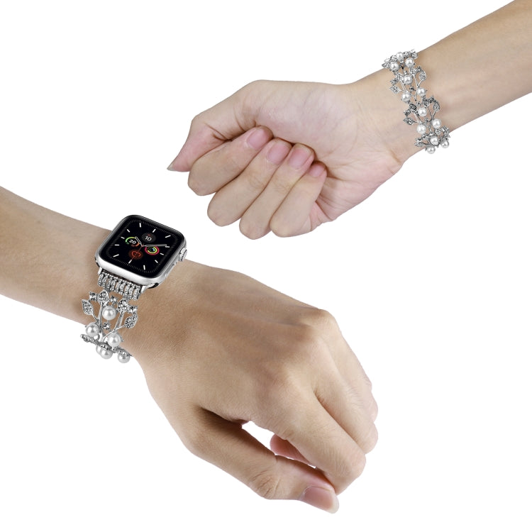 Four-leaf Bead Metal Watch Band For Apple Watch 2 38mm(Silver) - Watch Bands by PMC TechLife | Online Shopping South Africa | PMC TechLife