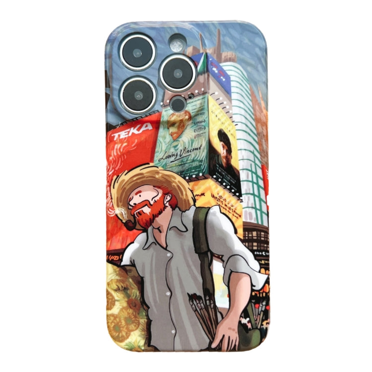 For iPhone 14 Pro Precise Hole Oil Painting Pattern PC Phone Case(Edifice) - iPhone 14 Pro Cases by PMC TechLife | Online Shopping South Africa | PMC TechLife