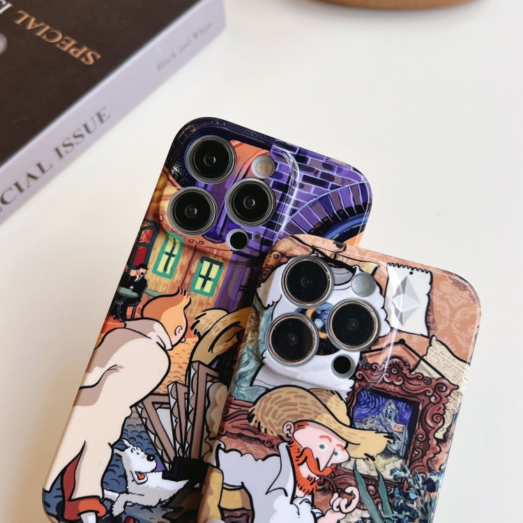 For iPhone 14 Precise Hole Oil Painting Pattern PC Phone Case(Edifice) - iPhone 14 Cases by PMC TechLife | Online Shopping South Africa | PMC TechLife