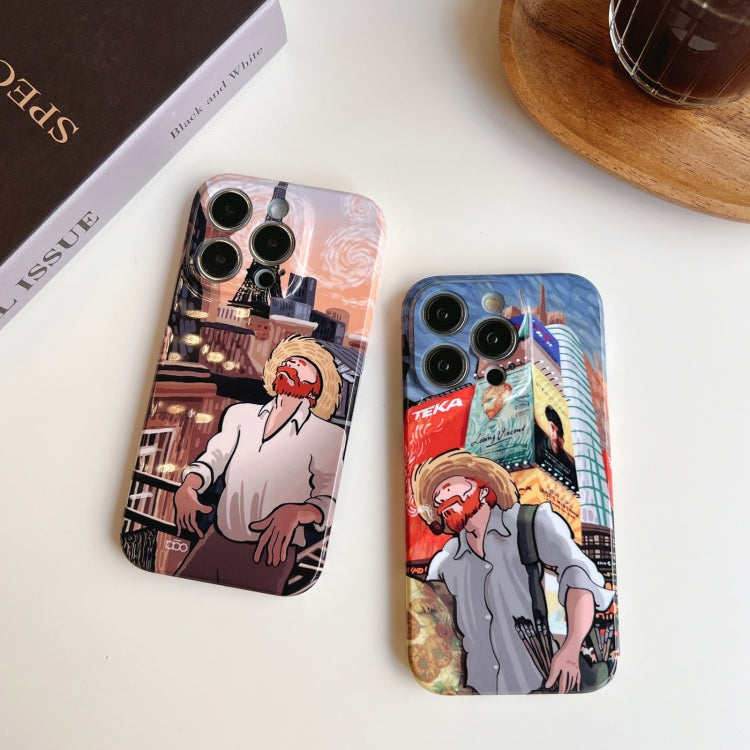 For iPhone 12 Pro Precise Hole Oil Painting Pattern PC Phone Case(Edifice) - iPhone 12 / 12 Pro Cases by PMC Jewellery | Online Shopping South Africa | PMC Jewellery