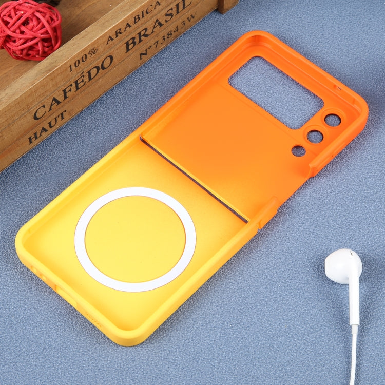 For Samsung Galaxy Z Flip4 Liquid TPU Silicone Gradient MagSafe Phone Case(Orange Yellow) - free shipping - PMC TechLife - Order now!