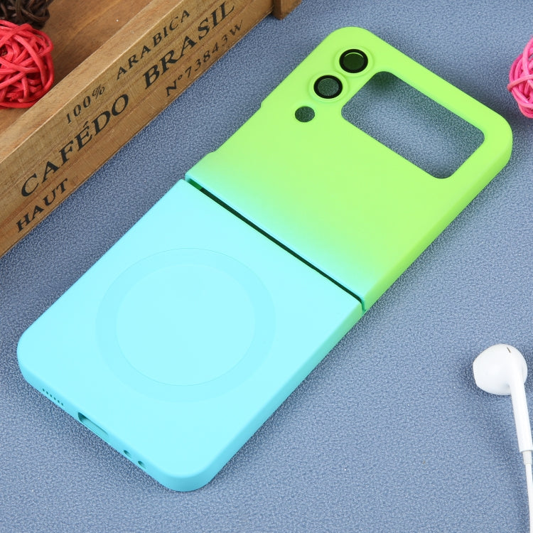 For Samsung Galaxy Z Flip4 Liquid TPU Silicone Gradient MagSafe Phone Case(Cyan Blue) - Galaxy Z Flip4 5G Cases by PMC TechLife | Online Shopping South Africa | PMC TechLife