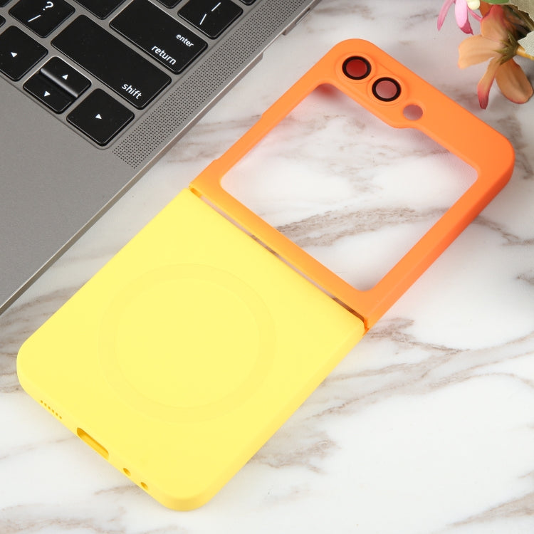 For Samsung Galaxy Z Flip5 Liquid TPU Silicone Gradient MagSafe Phone Case(Orange Yellow) - Galaxy Z Flip5 Cases by PMC Jewellery | Online Shopping South Africa | PMC Jewellery