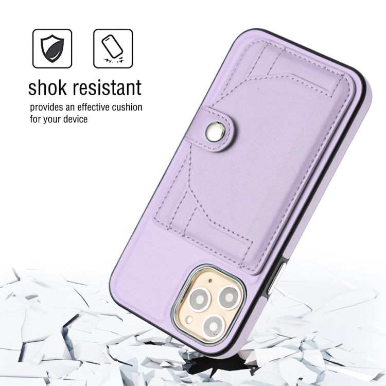 For iPhone 11 Pro Shockproof Leather Phone Case with Card Holder(Purple) - iPhone 11 Pro Cases by PMC Jewellery | Online Shopping South Africa | PMC Jewellery