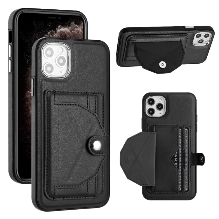 For iPhone 11 Pro Max Shockproof Leather Phone Case with Card Holder(Black) - iPhone 11 Pro Max Cases by PMC Jewellery | Online Shopping South Africa | PMC Jewellery