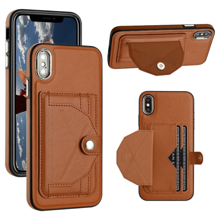 For iPhone XS Max Shockproof Leather Phone Case with Card Holder(Brown) - More iPhone Cases by PMC Jewellery | Online Shopping South Africa | PMC Jewellery