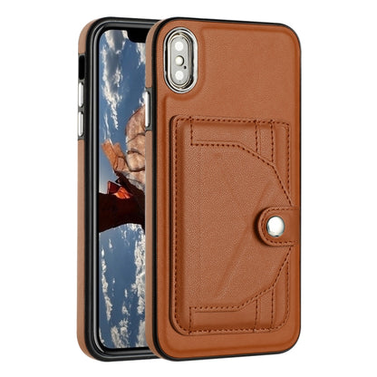 For iPhone XS Max Shockproof Leather Phone Case with Card Holder(Brown) - More iPhone Cases by PMC Jewellery | Online Shopping South Africa | PMC Jewellery