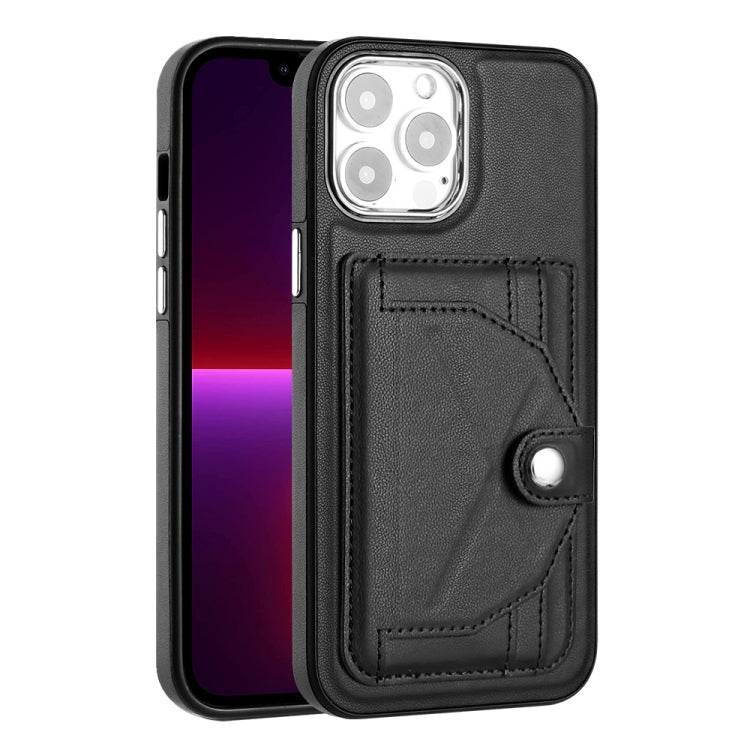 For iPhone 15 Pro Max Shockproof Leather Phone Case with Card Holder(Black) - iPhone 15 Pro Max Cases by PMC Jewellery | Online Shopping South Africa | PMC Jewellery