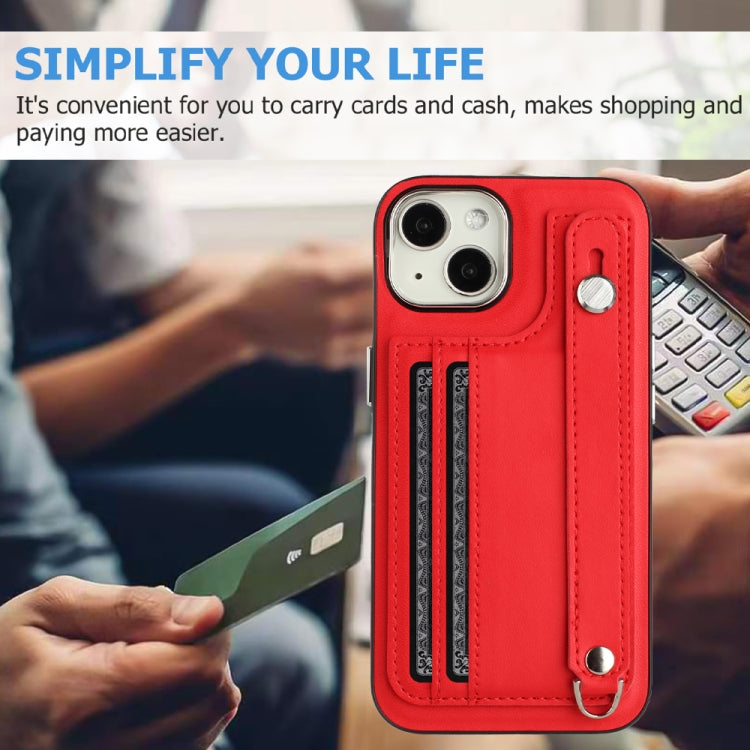 For iPhone 13 Shockproof Leather Phone Case with Wrist Strap(Red) - free shipping - PMC TechLife - Order now!