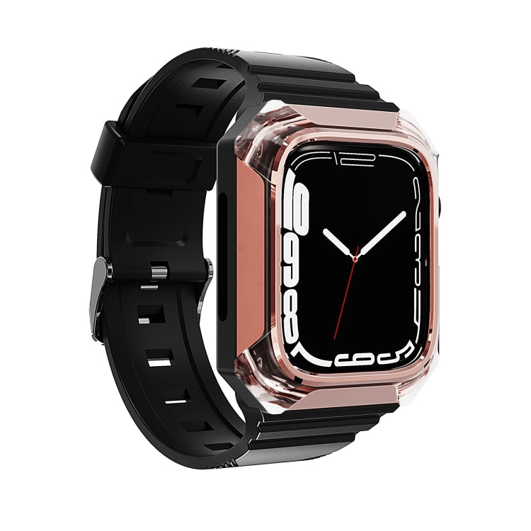 Armor Case Integrated TPU Watch Band For Apple Watch 7 45mm(Rose Gold) - Watch Bands by PMC TechLife | Online Shopping South Africa | PMC TechLife